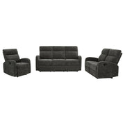 Hamilton 3-piece Chenille Manual Reclining Sofa Set Charcoal Grey - detail 3