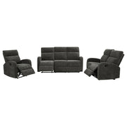 Hamilton 3-piece Chenille Manual Reclining Sofa Set Charcoal Grey - detail 4