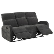 Hamilton 3-piece Chenille Manual Reclining Sofa Set Charcoal Grey - detail 5