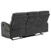 Hamilton 3-piece Chenille Manual Reclining Sofa Set Charcoal Grey - detail 6