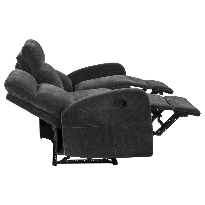 Hamilton 3-piece Chenille Manual Reclining Sofa Set Charcoal Grey - detail 7