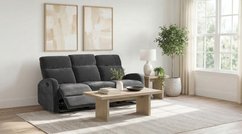 Hamilton Chenille Manual Reclining Sofa Charcoal Grey - alternate view