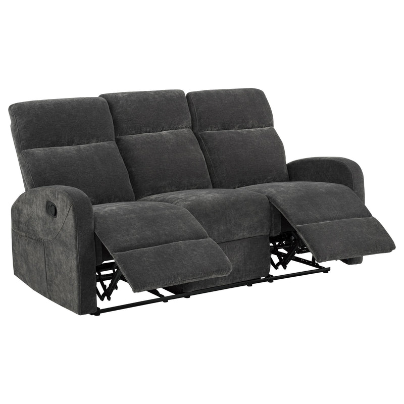 Hamilton Chenille Manual Reclining Sofa Charcoal Grey - detail 4