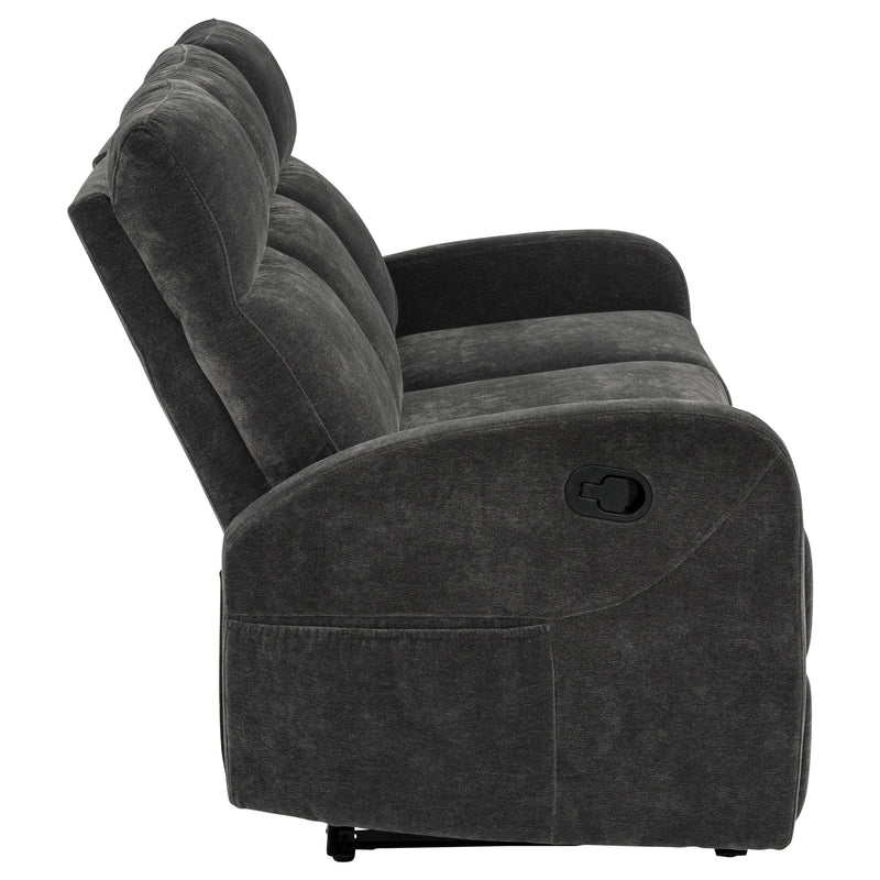 Hamilton Chenille Manual Reclining Sofa Charcoal Grey - detail 7
