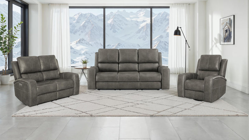 Brickston 3-piece Triple Power Reclining Sofa Set Charcoal