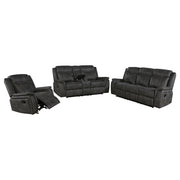 Lawrence 3-piece Upholstered Reclining Sofa Set Charcoal - alternate view