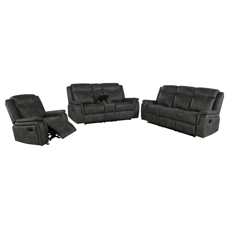 Lawrence 3-piece Upholstered Reclining Sofa Set Charcoal - alternate view