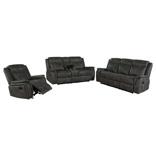 Lawrence 3-piece Upholstered Reclining Sofa Set Charcoal - alternate view