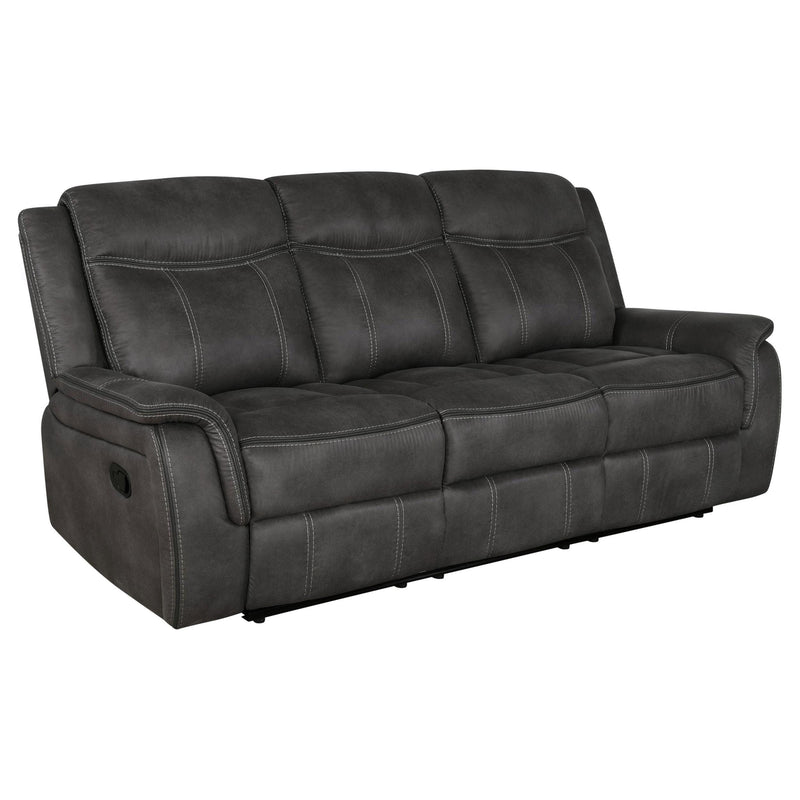 Lawrence 3-piece Upholstered Reclining Sofa Set Charcoal - detail 3