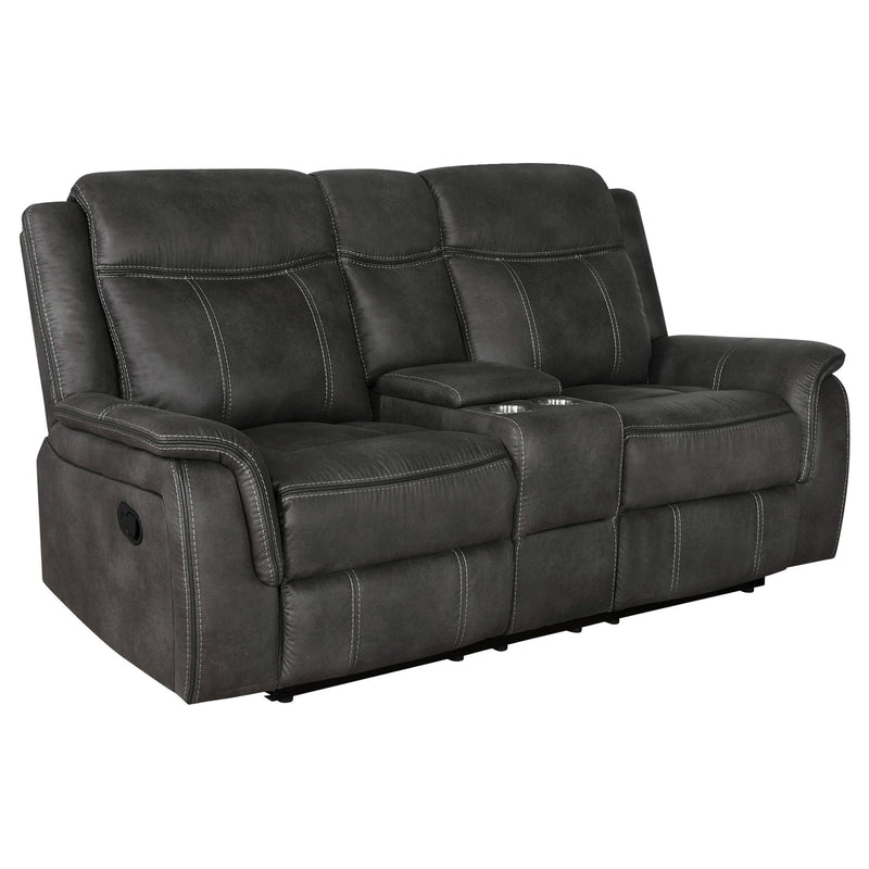 Lawrence 3-piece Upholstered Reclining Sofa Set Charcoal - detail 4