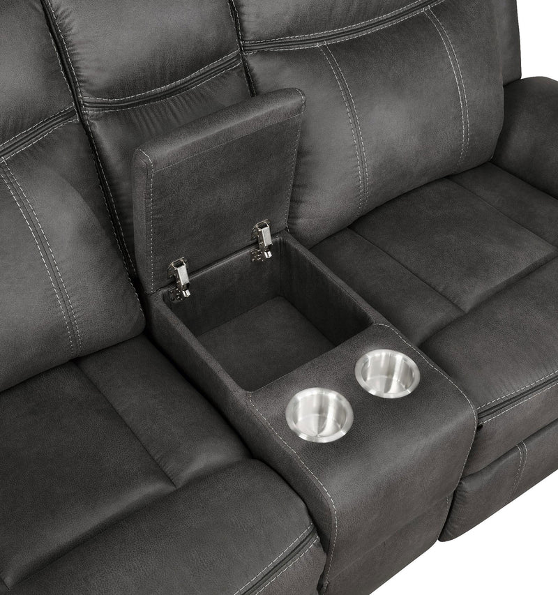 Lawrence 3-piece Upholstered Reclining Sofa Set Charcoal - detail 7