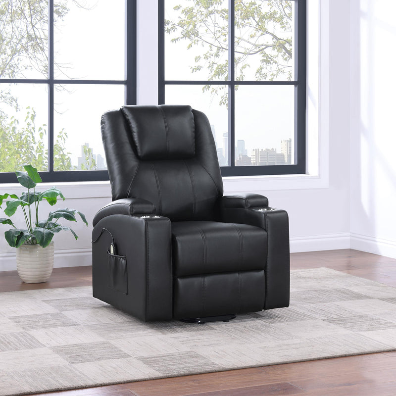 Armstrong Upholstered Power Lift Massage Recliner - Black