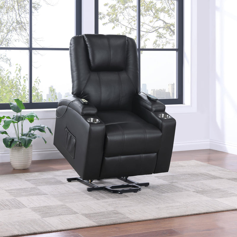 Armstrong Upholstered Power Lift Massage Recliner - Black