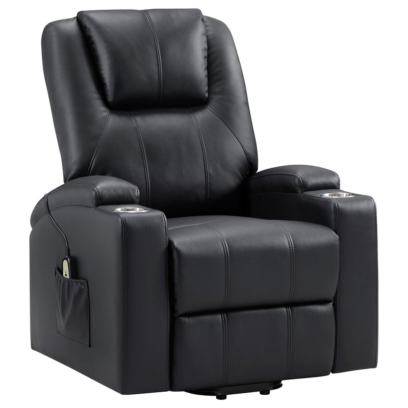 Armstrong Upholstered Power Lift Massage Recliner - Black