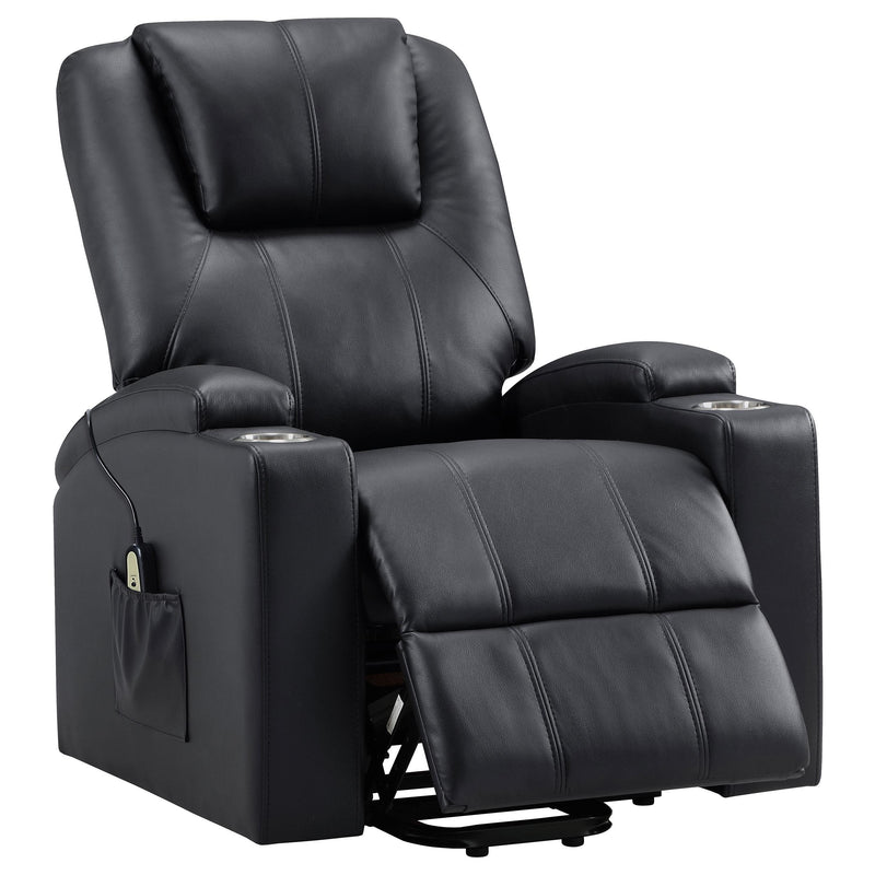 Armstrong Upholstered Power Lift Massage Recliner - Black