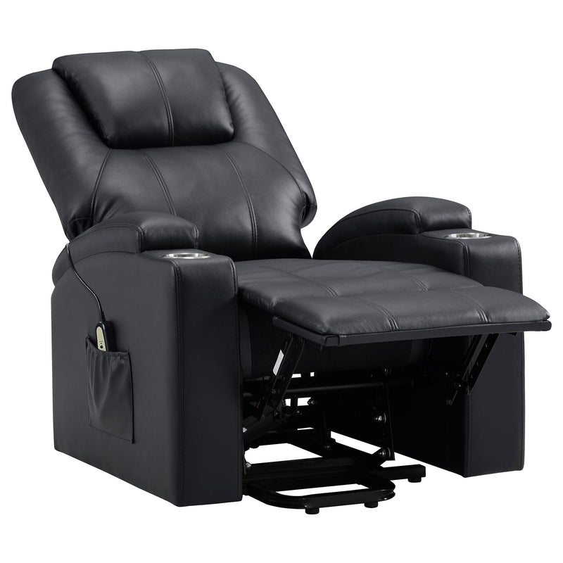 Armstrong Upholstered Power Lift Massage Recliner - Black
