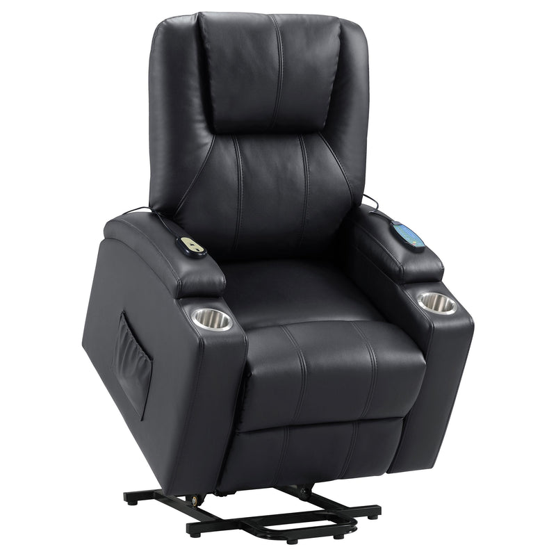 Armstrong Upholstered Power Lift Massage Recliner - Black