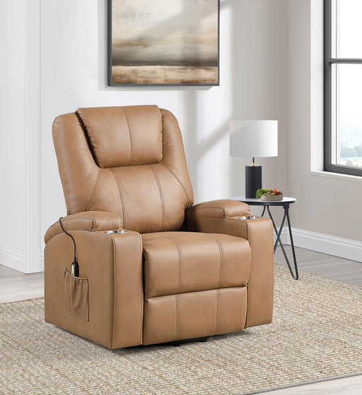 Armstrong Faux Leather Power Lift Massage Recliner Camel