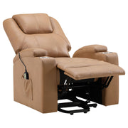 Armstrong Upholstered Power Lift Massage Recliner - Camel