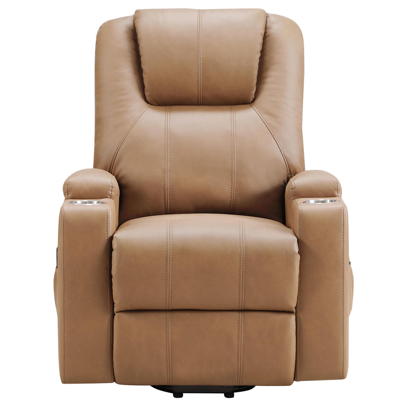 Armstrong Upholstered Power Lift Massage Recliner - Camel