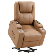 Armstrong Upholstered Power Lift Massage Recliner - Camel