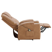 Armstrong Upholstered Power Lift Massage Recliner - Camel
