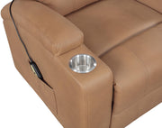 Armstrong Upholstered Power Lift Massage Recliner - Camel