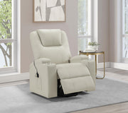 Armstrong Upholstered Power Lift Massage Recliner - Ivory