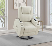 Armstrong Upholstered Power Lift Massage Recliner - Ivory