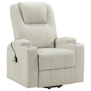 Armstrong Upholstered Power Lift Massage Recliner - Ivory