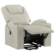 Armstrong Upholstered Power Lift Massage Recliner - Ivory