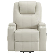 Armstrong Upholstered Power Lift Massage Recliner - Ivory