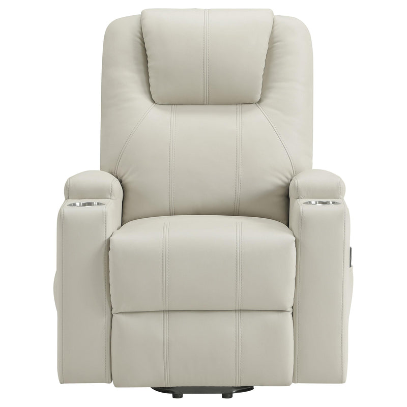 Armstrong Upholstered Power Lift Massage Recliner - Ivory