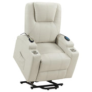 Armstrong Upholstered Power Lift Massage Recliner - Ivory