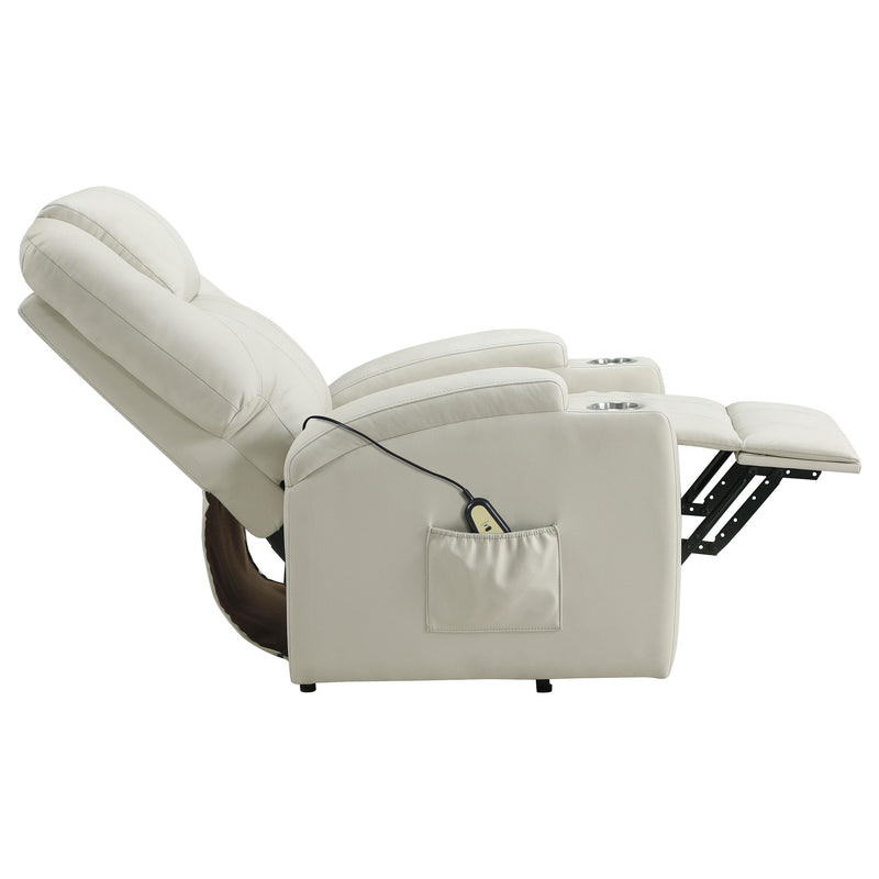 Armstrong Upholstered Power Lift Massage Recliner - Ivory