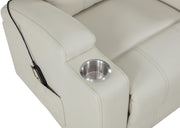 Armstrong Upholstered Power Lift Massage Recliner - Ivory