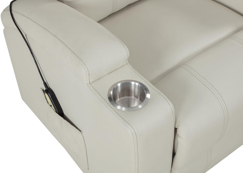 Armstrong Upholstered Power Lift Massage Recliner - Ivory
