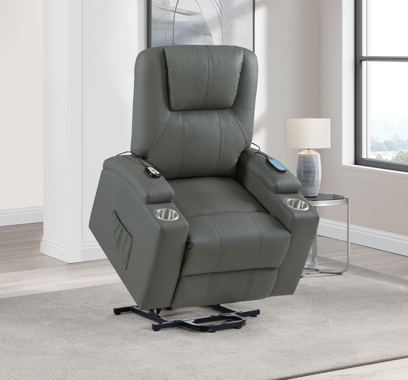 Armstrong Upholstered Power Lift Massage Recliner - Grey