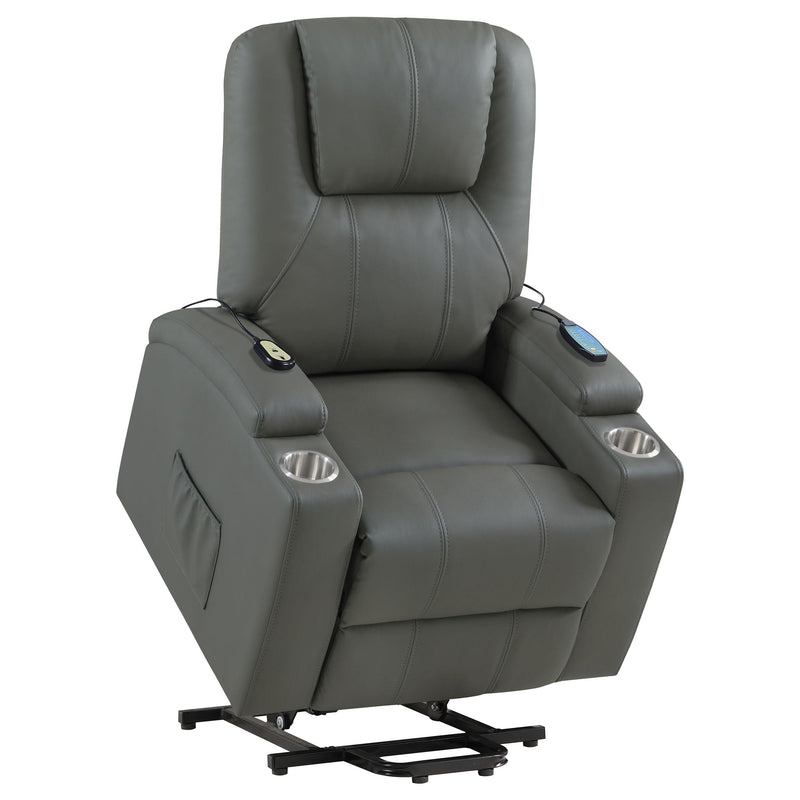 Armstrong Upholstered Power Lift Massage Recliner - Grey