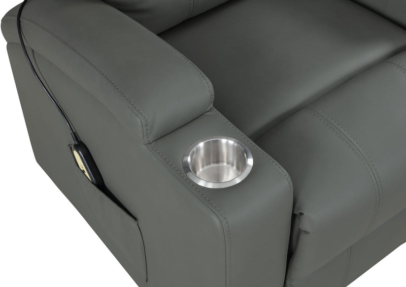 Armstrong Upholstered Power Lift Massage Recliner - Grey