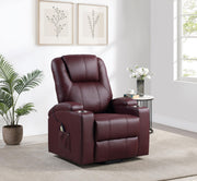 Armstrong Upholstered Power Lift Massage Recliner - Wine