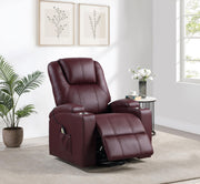 Armstrong Upholstered Power Lift Massage Recliner - Wine