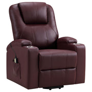 Armstrong Upholstered Power Lift Massage Recliner - Wine