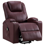 Armstrong Upholstered Power Lift Massage Recliner - Wine