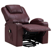 Armstrong Upholstered Power Lift Massage Recliner - Wine