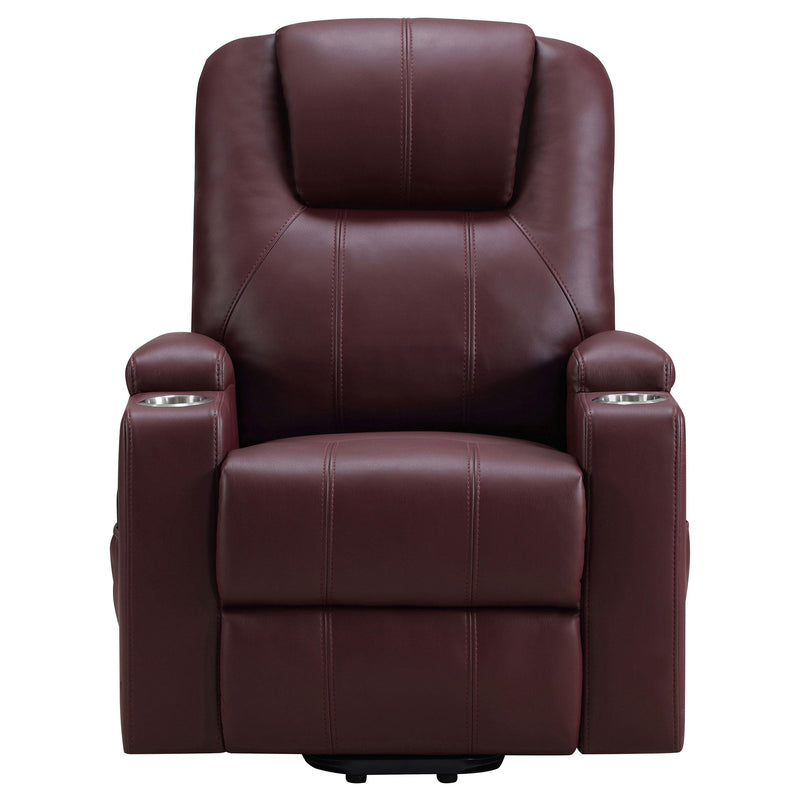 Armstrong Upholstered Power Lift Massage Recliner - Wine