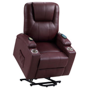 Armstrong Upholstered Power Lift Massage Recliner - Wine