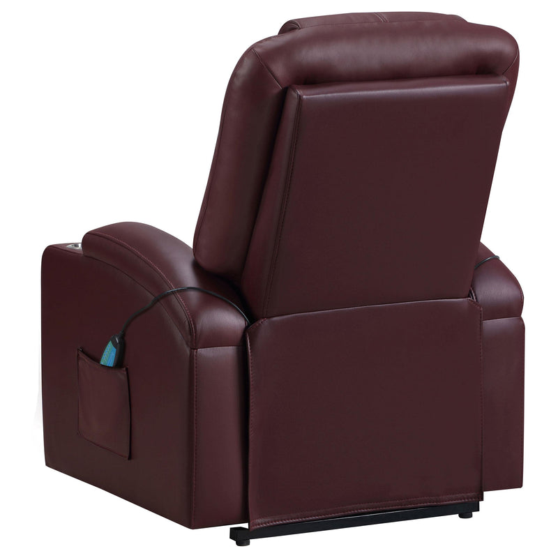 Armstrong Upholstered Power Lift Massage Recliner - Wine