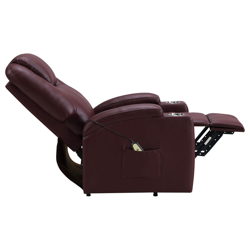 Armstrong Upholstered Power Lift Massage Recliner - Wine