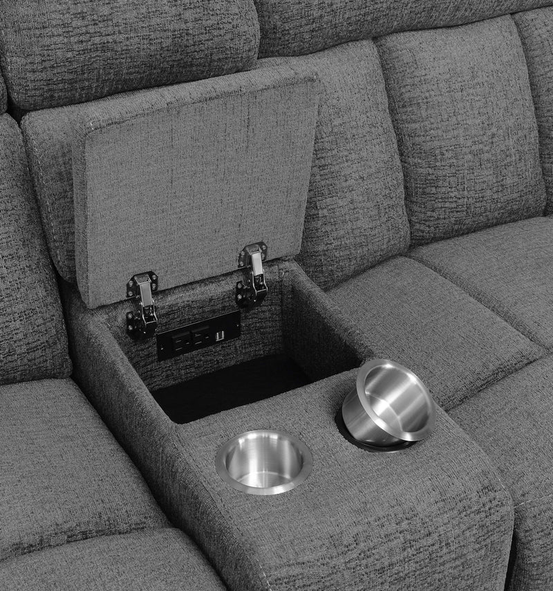 Bahrain Upholstered Power Loveseat Charcoal - detail 6